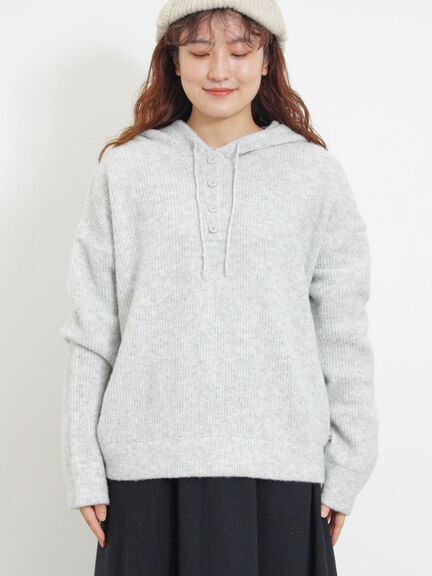 フード付きヘンリーネックニット（グレー/ベージュ/ダークブラウン）｜Samansa Mos2（サマンサ モスモス）通販