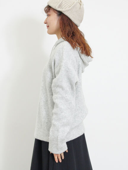 フード付きヘンリーネックニット（グレー/ベージュ/ダークブラウン）｜Samansa Mos2（サマンサ モスモス）通販