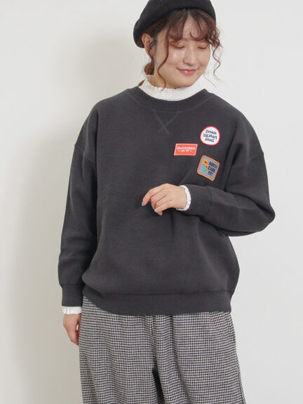 ワッペン付スウェットライクニット（グレー/チャコールグレー/ブルー/キナリ）｜Samansa Mos2（サマンサ モスモス）通販