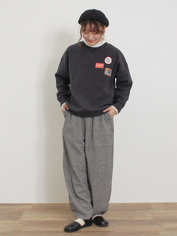 セール】 ワッペン付スウェットライクニット（グレー