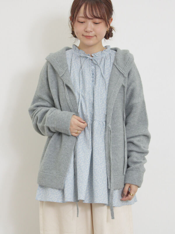 LOUIS VUITTON グレー カーディガン フード付き ロング カシミヤカーディガン ｜ルイ・ヴィトン 公式サイト - 1AIREP