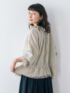 美品 Kazumiコラボ フリルカラーチュールブラウス サマンサ