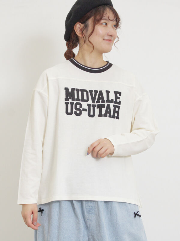 セール】 ワッペンロゴスウェット（オフホワイト/イエロー/ネイビー