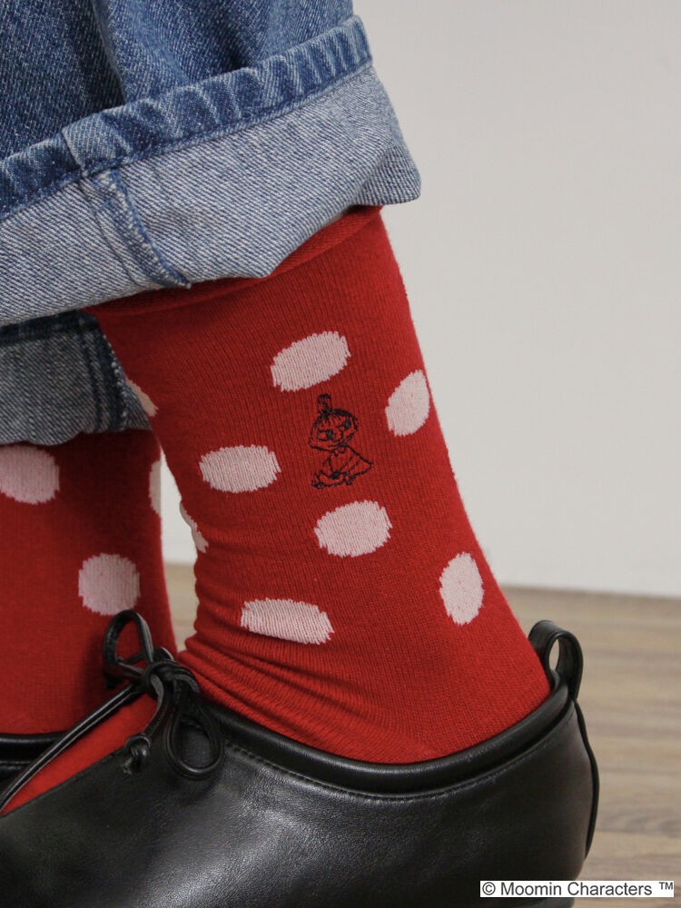 MOOMIN × SamansaMos2】刺繍ソックス（オフホワイト/レッド