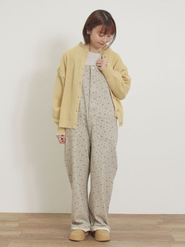 セール】 配色メロー畦編みニットカーディガン（ブラック/イエロー