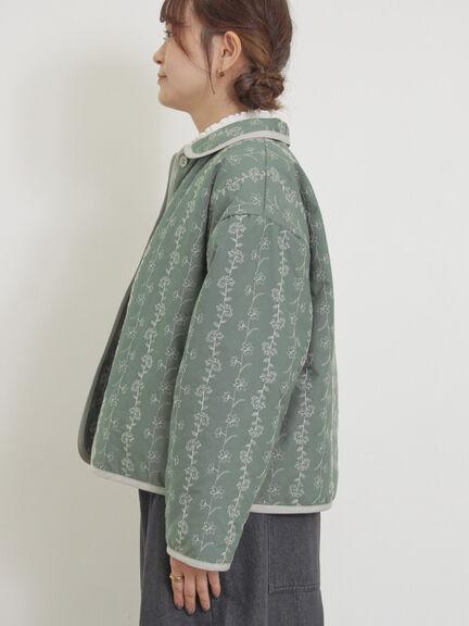 中綿花柄刺繍パイピングジャケット（チャコールグレー/グリーン/キナリ）｜Samansa Mos2（サマンサ モスモス）通販