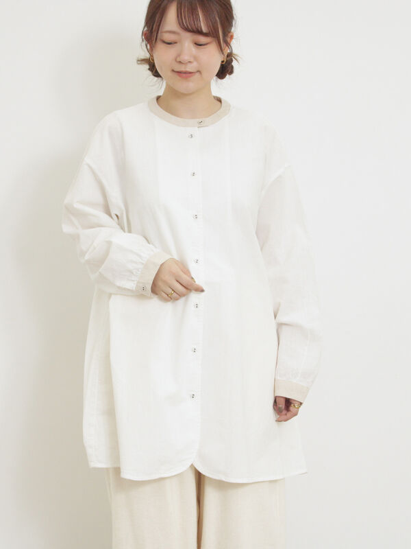 セール】 柄アソートクレリックチュニック（オフホワイト/イエロー