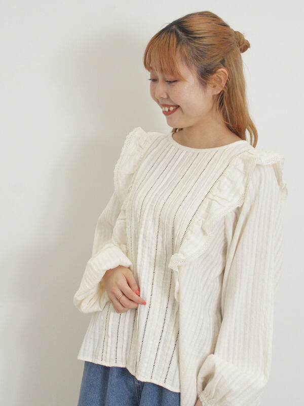 natural by clip》コットンリネンダンガリーフリルブラウス | [公式