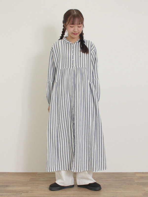 TSUHARU bySamansa Mos2リネンビエラショールカラーワンピース セール】 【Cross×Linen】ショールカラーワンピース ≪S/Mサイズ
