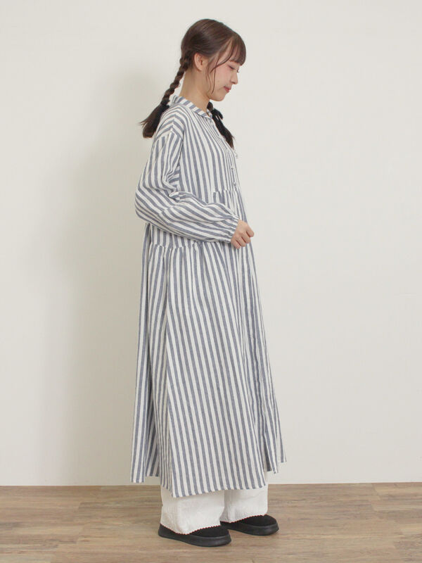 期間限定】 【Cross×Linen】ショールカラーワンピース ≪S/M