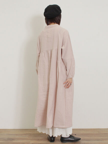 【Cross×Linen】ショールカラーワンピース ≪S/Mサイズ≫（オフホワイト/ピンク/ベージュ/サックスブルー/ブルー）｜Samansa Mos2（サマンサ モスモス）通販