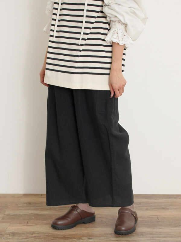 【Cross×Linen】サイドポケットパンツ ≪M/Lサイズ≫（ブラック）｜Samansa Mos2（サマンサ モスモス）通販