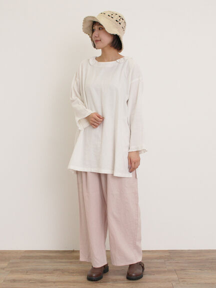 【Cross×Linen】サイドポケットパンツ ≪M/Lサイズ≫（ブラック/ピンク/ベージュ/ブルー）｜Samansa Mos2（サマンサ モスモス）通販