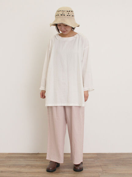【Cross×Linen】サイドポケットパンツ ≪M/Lサイズ≫（ブラック/ピンク/ベージュ/ブルー）｜Samansa Mos2（サマンサ モスモス）通販
