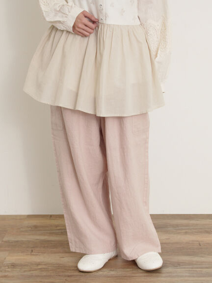 【Cross×Linen】サイドポケットパンツ ≪M/Lサイズ≫（ブラック/ピンク/ベージュ/ブルー）｜Samansa Mos2（サマンサ モスモス）通販
