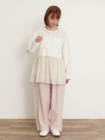 【Cross×Linen】サイドポケットパンツ ≪M/Lサイズ≫（ブラック/ピンク/ベージュ/ブルー）｜Samansa Mos2（サマンサ モスモス）通販