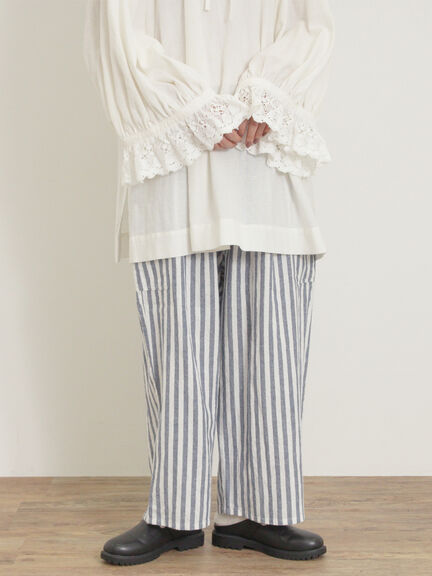 【Cross×Linen】サイドポケットパンツ ≪M/Lサイズ≫（ブラック/ピンク/ベージュ/ブルー）｜Samansa Mos2（サマンサ モスモス）通販