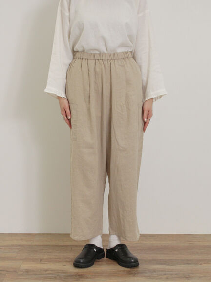 【Cross×Linen】サイドポケットパンツ ≪M/Lサイズ≫（ブラック/ピンク/ベージュ/ブルー）｜Samansa Mos2（サマンサ モスモス）通販