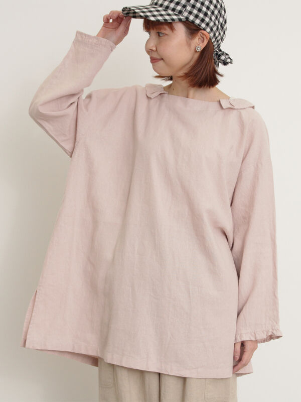 【Cross×Linen】フリルカラーブラウス（ピンク）｜Samansa Mos2（サマンサ モスモス）通販