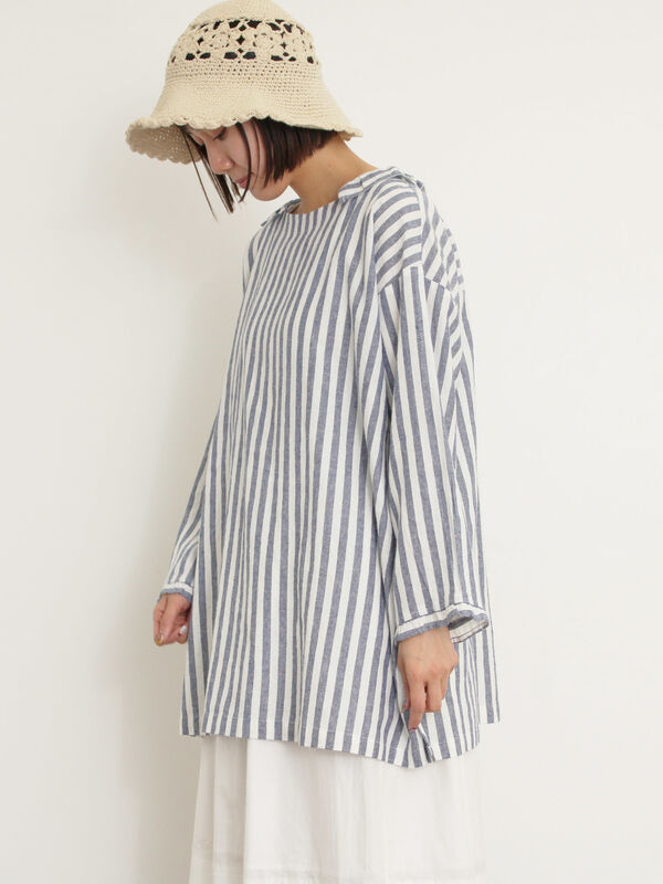 【Cross×Linen】フリルカラーブラウス（ブルー）｜Samansa Mos2（サマンサ モスモス）通販