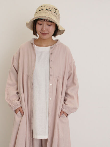 【Cross×Linen】フリルカラーブラウス（オフホワイト/ピンク/ベージュ/サックスブルー/ブルー）｜Samansa Mos2（サマンサ モスモス）通販