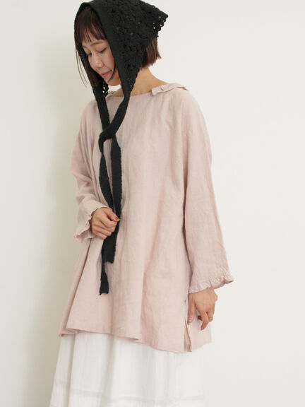 【Cross×Linen】フリルカラーブラウス（オフホワイト/ピンク/ベージュ/サックスブルー/ブルー）｜Samansa Mos2（サマンサ モスモス）通販