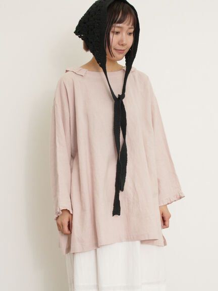 【Cross×Linen】フリルカラーブラウス（オフホワイト/ピンク/ベージュ/サックスブルー/ブルー）｜Samansa Mos2（サマンサ モスモス）通販
