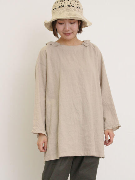 【Cross×Linen】フリルカラーブラウス（オフホワイト/ピンク/ベージュ/サックスブルー/ブルー）｜Samansa Mos2（サマンサ モスモス）通販