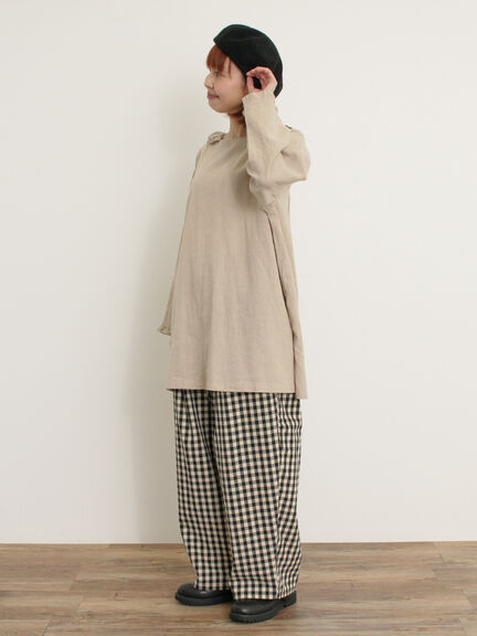 【Cross×Linen】フリルカラーブラウス（オフホワイト/ピンク/ベージュ/サックスブルー/ブルー）｜Samansa Mos2（サマンサ モスモス）通販