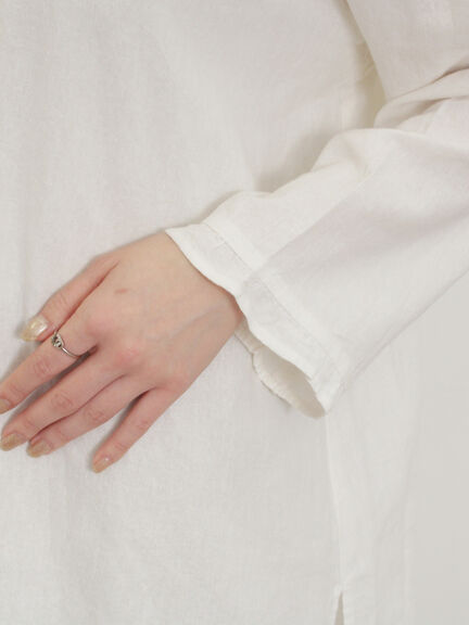 【Cross×Linen】フリルカラーブラウス（オフホワイト/ピンク/ベージュ/サックスブルー/ブルー）｜Samansa Mos2（サマンサ モスモス）通販