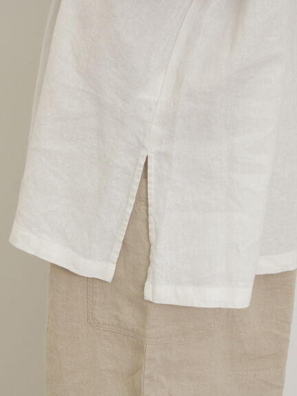 【Cross×Linen】フリルカラーブラウス（オフホワイト/ピンク/ベージュ/サックスブルー/ブルー）｜Samansa Mos2（サマンサ モスモス）通販