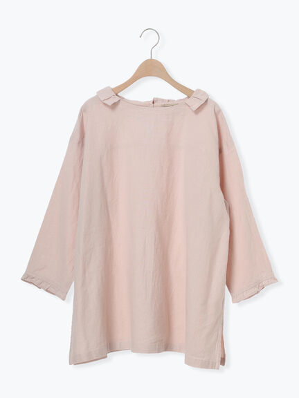【Cross×Linen】フリルカラーブラウス（オフホワイト/ピンク/ベージュ/サックスブルー/ブルー）｜Samansa Mos2（サマンサ モスモス）通販