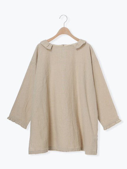 【Cross×Linen】フリルカラーブラウス（オフホワイト/ピンク/ベージュ/サックスブルー/ブルー）｜Samansa Mos2（サマンサ モスモス）通販