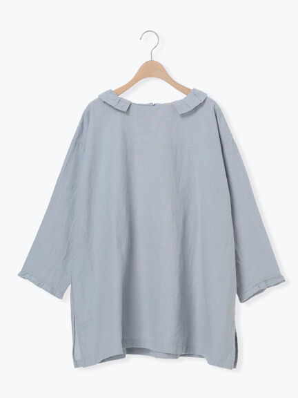 【Cross×Linen】フリルカラーブラウス（オフホワイト/ピンク/ベージュ/サックスブルー/ブルー）｜Samansa Mos2（サマンサ モスモス）通販