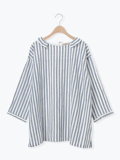 Cross×Linen】フリルカラーブラウス(オフホワイト/ピンク Cross×Linen】フリルカラーブラウス(オフホワイト/ピンク