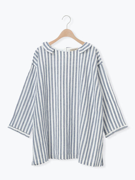 【Cross×Linen】フリルカラーブラウス（オフホワイト/ピンク/ベージュ/サックスブルー/ブルー）｜Samansa Mos2（サマンサ モスモス）通販