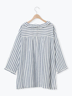 Cross×Linen】フリルカラーブラウス(オフホワイト/ピンク Cross×Linen】フリルカラーブラウス(オフホワイト/ピンク