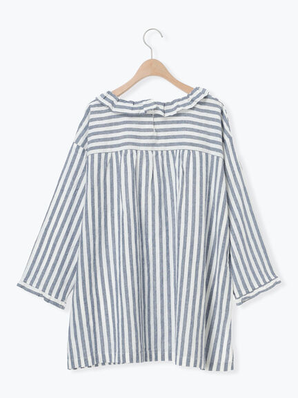 【Cross×Linen】フリルカラーブラウス（オフホワイト/ピンク/ベージュ/サックスブルー/ブルー）｜Samansa Mos2（サマンサ モスモス）通販