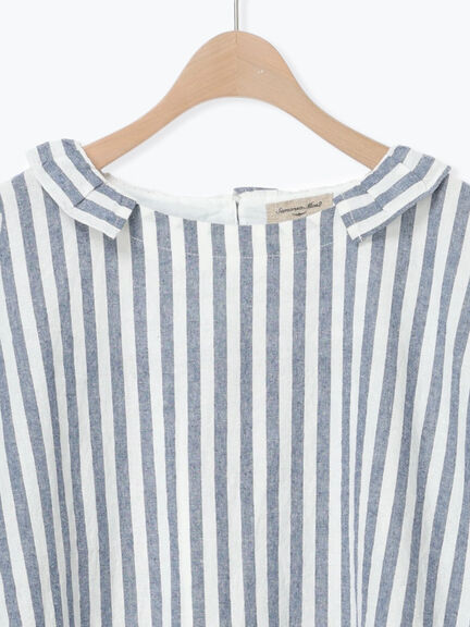 【Cross×Linen】フリルカラーブラウス（オフホワイト/ピンク/ベージュ/サックスブルー/ブルー）｜Samansa Mos2（サマンサ モスモス）通販