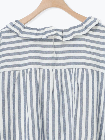 【Cross×Linen】フリルカラーブラウス（オフホワイト/ピンク/ベージュ/サックスブルー/ブルー）｜Samansa Mos2（サマンサ モスモス）通販