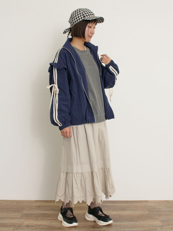 セール】 フリルトラックジャケット（オフホワイト/カーキ/ネイビー
