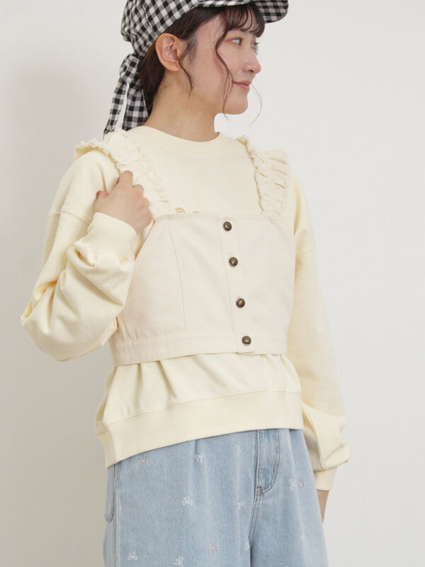 Sundayさま専用 セール】 デニム/ツイルマルチWAYフリルビスチェ（オフホワイト