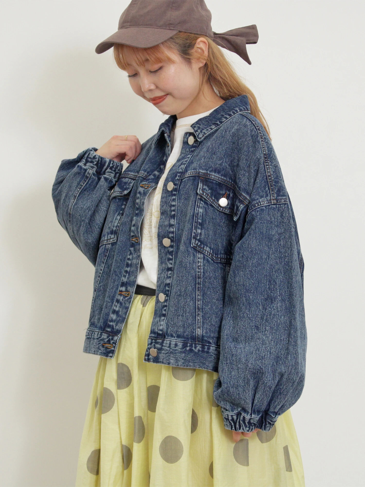 Samantha Mos2 ケミカルウォッシュデニムGジャン ブルー セール】 ケミカルウォッシュデニムGジャン（ブラック/ブルー/アウター