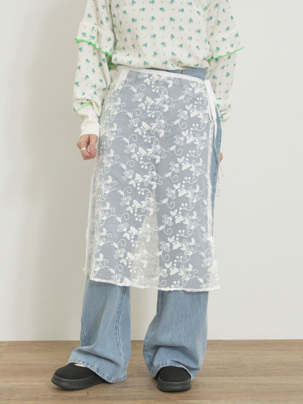 セール】 【M/Lサイズ】レーススカートセットデニムパンツ