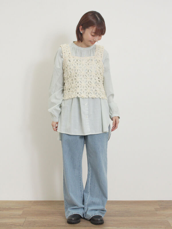 セール】 【M/Lサイズ】レーススカートセットデニムパンツ（ブラック