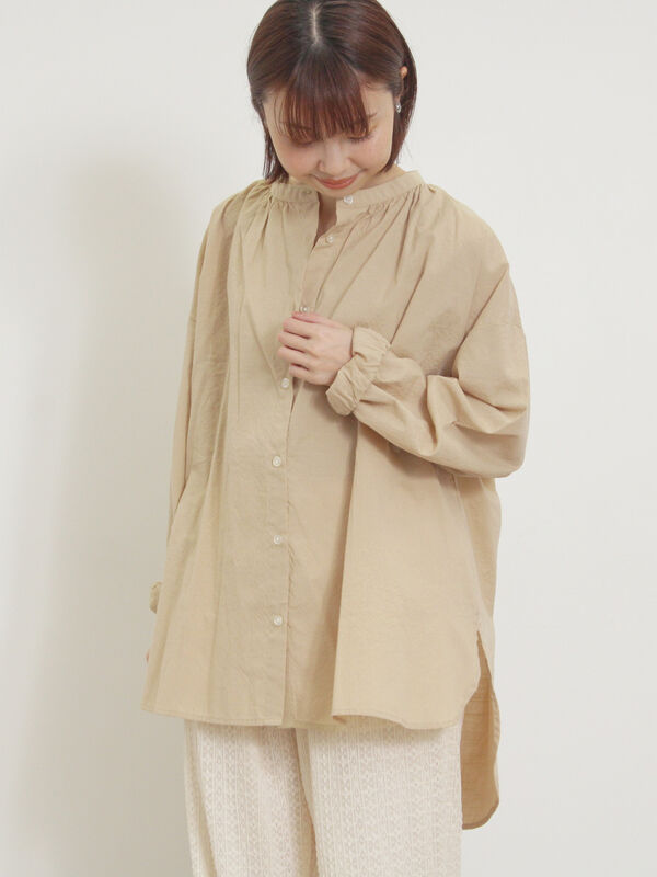 セール】 柄アソートロングシャツ（オフホワイト/ベージュ/グリーン