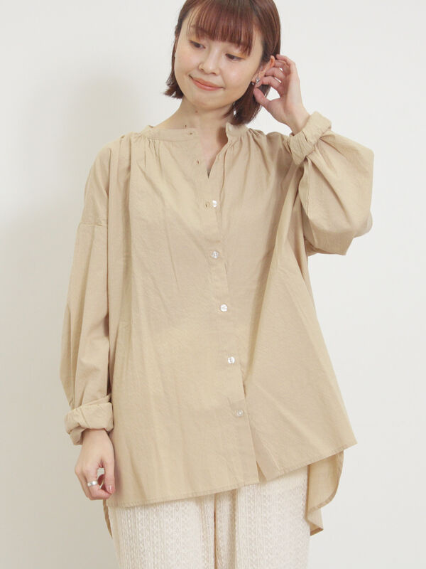 セール】 柄アソートロングシャツ（オフホワイト/ベージュ/グリーン