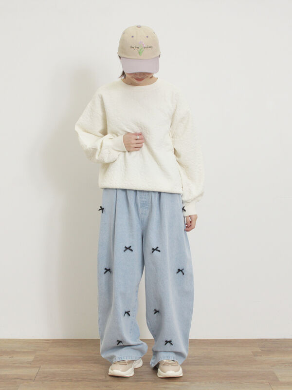 セール】 ◎ふくれジャカードトップス（ピンク/ネイビー/キナリ