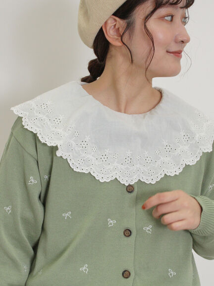 リボン刺繍カーディガン（チャコールグレー/ベージュ/グリーン/キナリ）｜Samansa Mos2（サマンサ モスモス）通販