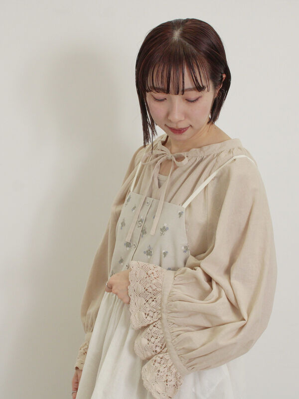 はな セール】 バイカラー花刺繍ビスチェ（オフホワイト/ブラック